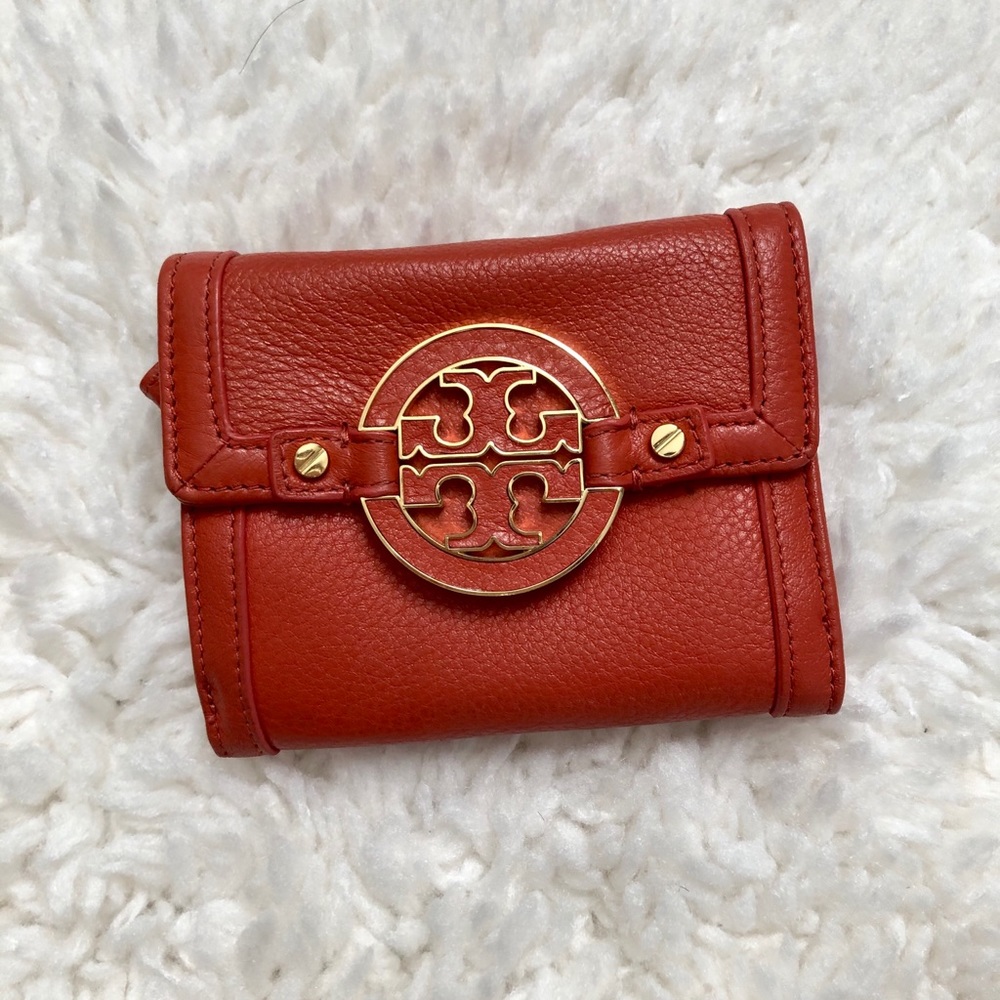 Tory Burch Leather SM Zip Wallet Orange